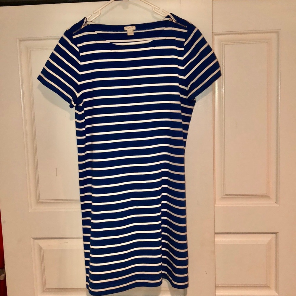 Navy Blue and White Striped JCrew Dress